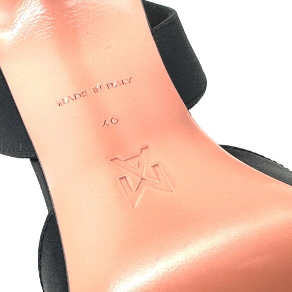AMINA  MUADDI Begum Satin Crystal Slingback Sandals Heels Shoes Black - Picture 15 of 16